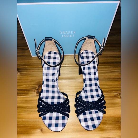 NEW Draper James Elisa Women's Dress Sandals Navy - size 7 - Navy Gingham NWT - Picture 3 of 11
